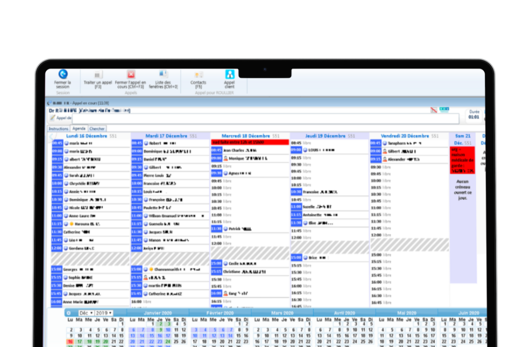 Capture décran du logiciel callibri dans un pc portable