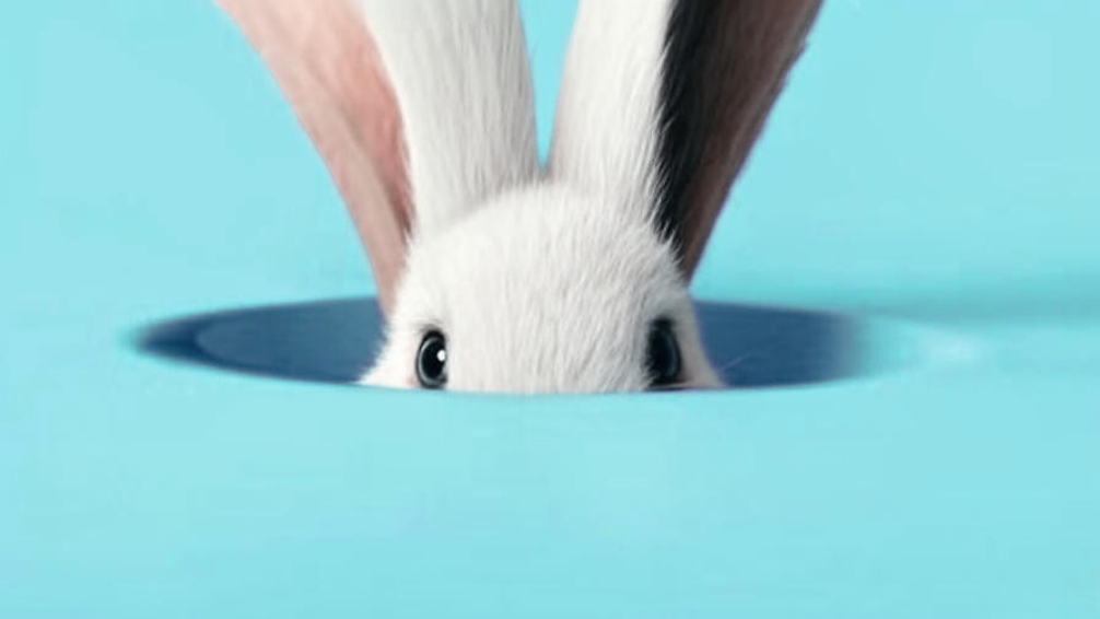 Des oreilles de lapin qui sortent d'un trou